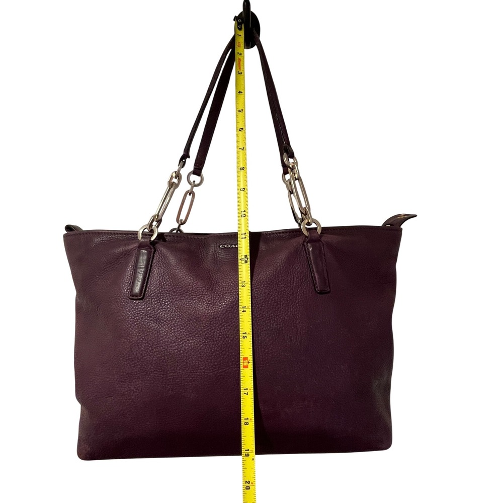 Coach Madison Phoebe Tote Pebbled Leather Plum Shoulder Bag Slouchy Zip Top - Picture 8 of 15